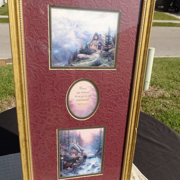 Thomas Kinkade “Mountain Vistas” Matted And Framed Prints Love - Picture 2 of 7